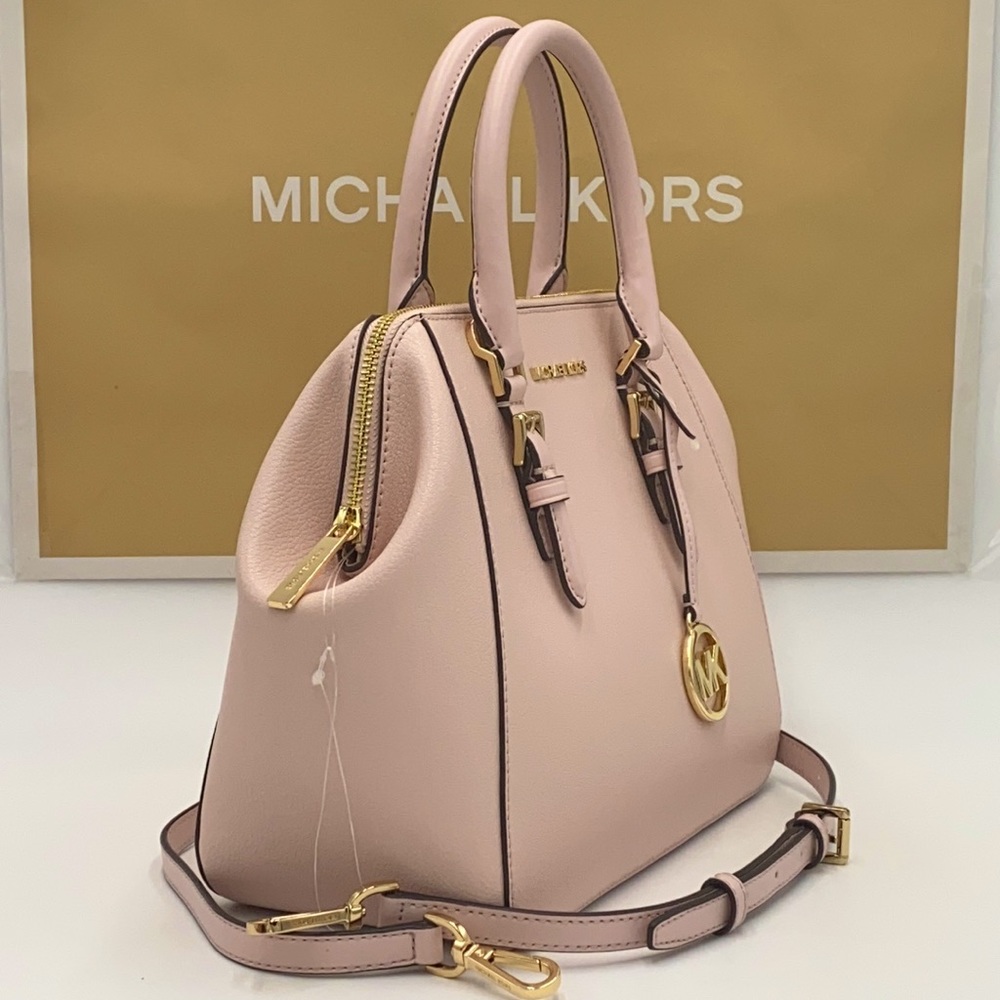 MICHAEL KORS CHARLOTTE LARGE SATCHEL POWDER BLUSH - Picture 4 of 15